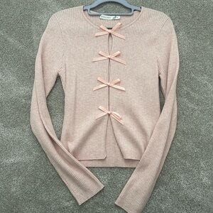 Altar'd State Blush Bow-Detail Cardigan